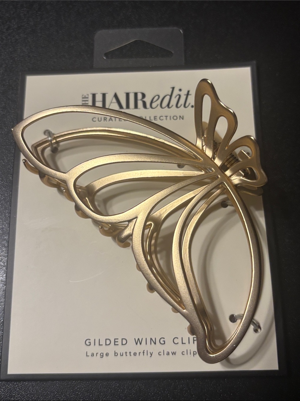 Gilded Wing Butterfly Hair Clip — Gold
